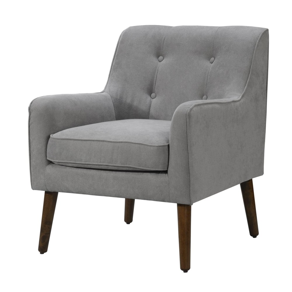 Lilola Home Ryder Mid Century Modern Steel Gray Woven Fabric Tufted Armchair
