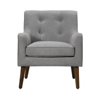 Lilola Home Ryder Mid Century Modern Steel Gray Woven Fabric Tufted Armchair