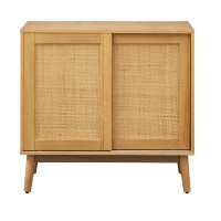 Target Marketing Systems Rony Sliding Door Buffet, Sideboard Storage Entryway, Living, Kitchen, Dining Room, Mid-Century Style Accent Cabinet, 32?? X 30.25??, Natural