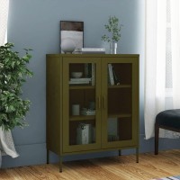 Famirosa Steel Storage Cabinet Metal Storage Cabinets With 2 Adjustable Shelves And 2 Mesh Doors Sideboard Cabinet Storage For Home Office Living Room 31.5 X 13.8 X 40(F) Olive Green