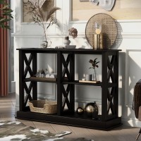 Merax Console Table With 3-Tier Open Storage Spaces And X Legs For Living Room Black_X Design