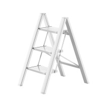 Gamegem 3 Step Ladder, Aluminum Folding Step Stool With Anti-Slip Sturdy And Wide Pedal, Lightweight Portable Stepladder For Home And Kitchen Use Space Saving, Silver, 330 Lbs