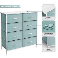 Sorbus Kids Dresser With 8 Drawers - Storage Unit Organizer Chest For Clothes - Bedroom, Kids Room, Nursery, & Closet (Aqua, 31.5 X 12 X 32-8 Drawer)