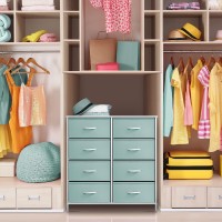 Sorbus Kids Dresser With 8 Drawers - Storage Unit Organizer Chest For Clothes - Bedroom, Kids Room, Nursery, & Closet (Aqua, 31.5 X 12 X 32-8 Drawer)