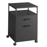 Vasagle Mobile Cabinet With Wheels, 2 Drawers, Open Shelf, For A4, Letter Size, Hanging File Folders, 17.3D X 16.5W X 26.2H, Black