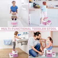 Ronipic 2 Step Stools For Kids, Toddler Step Stool For Toilet Potty Training, Anti-Slip Potty Stools With Numbers/Abc, Bathroom Step Stool For Kitchen