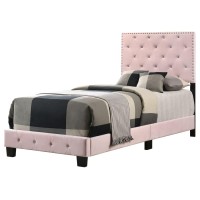 Passion Furniture Indoor Modern Bedroombedding Furniture Suffolk Pink Twin Panel Bed