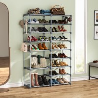 Tribesigns Shoe Rack Organizer, 32-40 Pairs Shoe Storage Shelf, 9 Tiers Shoe Stand, Shoerack For Closet,Boot Organizer With 2 Hooks, Stackable Shoe Tower
