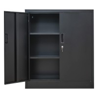 Cjf Metal Storage Cabinets With Shelves And Doors, Steel Locking Storage Cabinet For Home Office, Garage, Utility Room And Basement, 36.2 H X 31.5 W X 15.7 D (Black)
