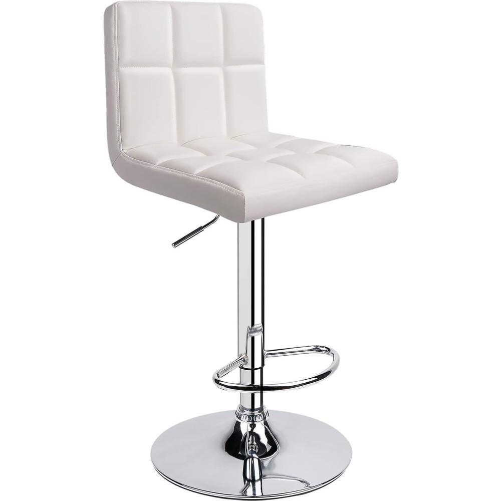 Leopard Bar Stools, Modern Pu Leather Adjustable Swivel Bar Stool With Back, 1 Chair (White)