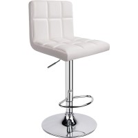 Leopard Bar Stools, Modern Pu Leather Adjustable Swivel Bar Stool With Back, 1 Chair (White)