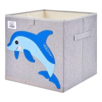 Clcrobd Foldable Animal Cube Storage Bins Fabric Toy Box/Chest/Organizer For Toddler/Kids Nursery, Playroom, 13 Inch (Dolphine)