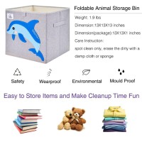 Clcrobd Foldable Animal Cube Storage Bins Fabric Toy Box/Chest/Organizer For Toddler/Kids Nursery, Playroom, 13 Inch (Dolphine)