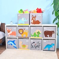 Clcrobd Foldable Animal Cube Storage Bins Fabric Toy Box/Chest/Organizer For Toddler/Kids Nursery, Playroom, 13 Inch (Triceratops)