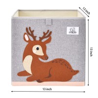 Clcrobd Foldable Animal Cube Storage Bins Fabric Toy Box/Chest/Organizer For Toddler/Kids Nursery, Playroom, 13 Inch (Deer)