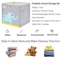 Clcrobd Foldable Animal Cube Storage Bins Fabric Toy Box/Chest/Organizer For Toddler/Kids Nursery, Playroom, 13 Inch (Cute Elephant)