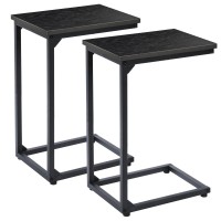 Amhancible C Shaped End Table Set Of 2, Side Tables For Sofa, Couch Table For Small Space, Tv Trays For Living Room Bedroom, Metal Frame,Black Het02Cbk