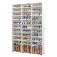 Aeitc Shoe Rack 72 Pairs Organizer Narrow Standing Stackable Shoe Storage Cabinet Space Saver For Entryway, Hallway And Closet,White