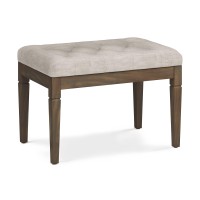 Simplihome Waverly 28 Inch Wide Rectangle Ottoman Bench Natural Tufted Footrest Stool, Linen Look Fabric For Living Room, Bedroom, Traditional