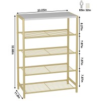 Homefort Shoe Rack 5-Tier, Shoe Storage Shelf, Industrial Shoe Tower, Narrow Shoe Organizer For Closet Entryway, Small Shoe Rack Table With Durable Metal Shelves, Gold