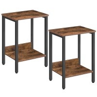 Alloswell End Tables Set Of 2, Side Tables With Storage Shelf, Slim Nightstands, Steel Frame, For Living Room, Bedroom, Study, Industrial Design, Greige Ethg5001S2