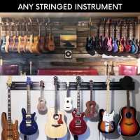 Horizontal Guitar Wall Mount + 13 Chrome Guitar Hooks: Guitar Rack & Guitar Hanger Wall Mount Guitar Holder Stand, Banjo & Ukulele Wall Mount Guitar Accessories, Violin Wall Mount Organizer -95 Maple