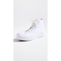 Converse Women'S Chuck Taylor All Star Lift High Top Sneakers, White/Moonstone Violet/Mouse, 7.5 Medium Us