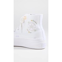 Converse Women'S Chuck Taylor All Star Lift High Top Sneakers, White/Moonstone Violet/Mouse, 7.5 Medium Us