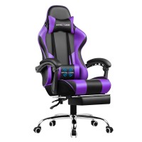 Gtplayer Gaming Chair, Computer Chair With Footrest And Lumbar Support, Height Adjustable Game Chair With 360?-Swivel Seat And Headrest And For Office Or Gaming (Purple)