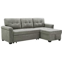 Lilola Home Lucca Woven Fabric Reversible Sectional Sleeper Sofa Chaise With Storage (Light Gray)