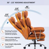 Efomao Desk Office Chair Big High Back Chair Pu Leather Computer Chair Managerial Executive Swivel Chair With Lumbar Support (Khaki)