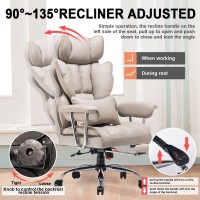 Efomao Office Chair Big High Back Chair Pu Leather Computer Chair Managerial Executive Swivel Chair With Lumbar Support (Grey)