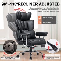 Efomao Desk Office Chair Big High Back Chair Pu Leather Computer Chair Managerial Executive Swivel Chair With Lumbar Support (Black)