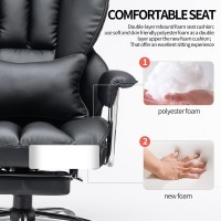 Efomao Desk Office Chair Big High Back Chair Pu Leather Computer Chair Managerial Executive Swivel Chair With Lumbar Support (Black)