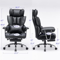 Efomao Desk Office Chair Big High Back Chair Pu Leather Computer Chair Managerial Executive Swivel Chair With Lumbar Support (Black)