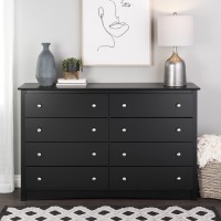 Prepac Sonoma 8 Drawer Double Dresser For Bedroom, 15.75 D X 59 W X 36.25 H, Black