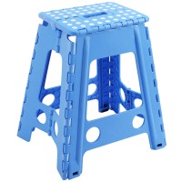 Titiroba 22Aa012 Folding Step Stool, Height 17.7 Inches (45 Cm), Stepladder, Car Wash, Fishing, Indoor, Outdoor, Load Capacity 220.5 Lbs (100 Kg), Non-Slip, Folding Chair, Blue