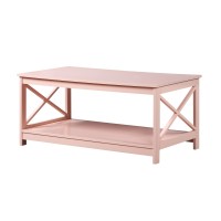 Convenience Concepts Oxford Coffee Table With Shelf Blush Pink
