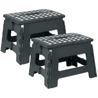 Utopia Home Folding Step Stool - (Pack Of 2) Foot Stool With 9 Inch Height - Holds Up To 300 Lbs - Lightweight Plastic Foldable Step Stool For Kids, Kitchen, Bathroom & Living Room (Grey)