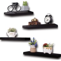 Hxswy Rustic Wood Floating Shelves Wall Mounted Farmhouse Wooden Wall Shelf For Bathroom Kitchen Bedroom Living Room Set Of 4 Black