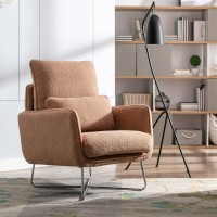 Merax Espresso Modern Comfortable Upholstered Accent Chair With Lumbar Cushionteddy Reading Armchair For Living Dining Room Bedroom 1 Pack