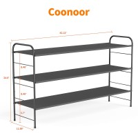 Coonoor 3-Tier Long Shoe Rack Storage For Wide Shoe Shelf Organizer,Black