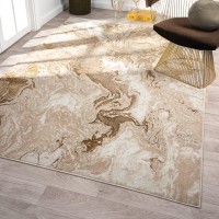 Luxe Weavers Marble Collection Beige Area Rug 2X3 Modern Abstract Swirl Design Non-Shedding Carpet