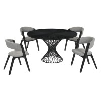 Armen Cirque Rowan 5 Piece Black Dining Table And Chair Set