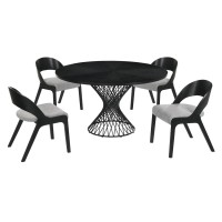 Armen Cirque Polly 5 Piece Black Dining Table And Chair Set