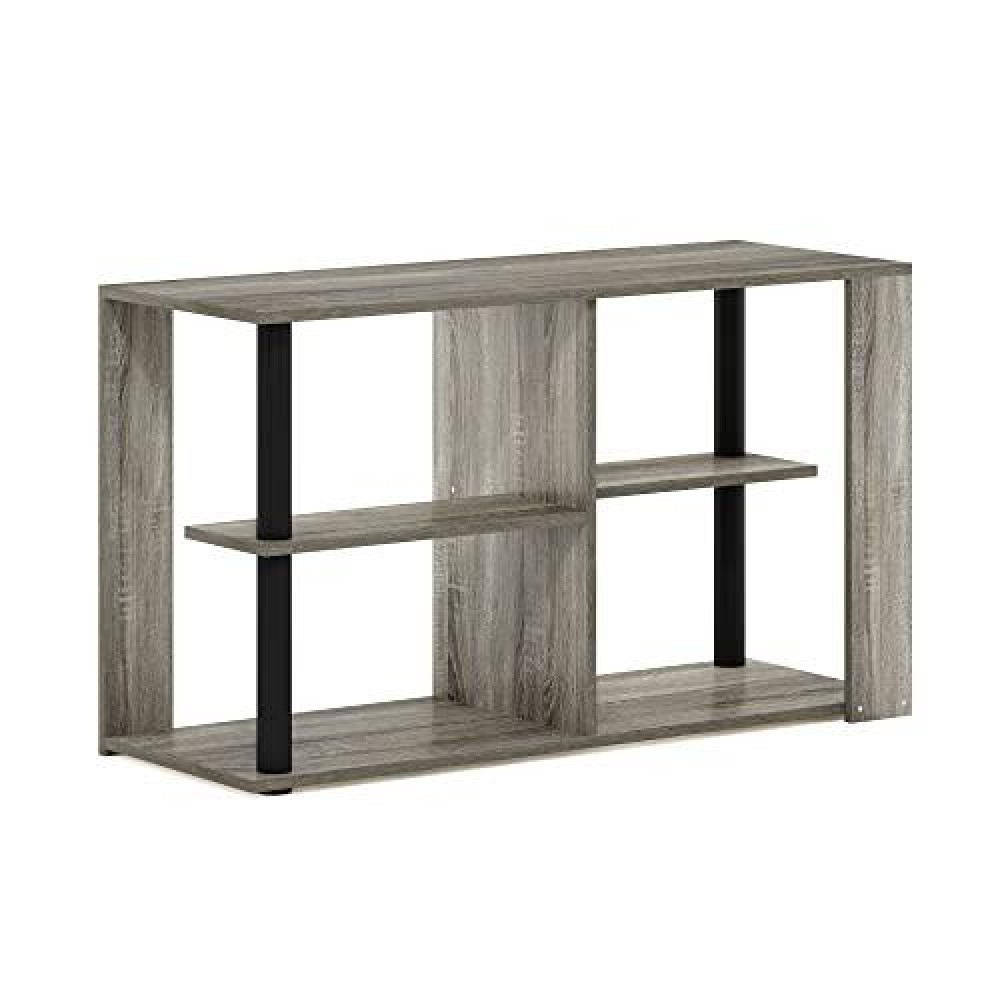 Furinno Romain Narrow Coffee Table With Shelves, French Oakblack
