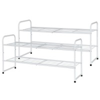 Sufauy 2 Pack 2-Tier Shoe Rack, Shoe Shelf Storage Organizer For Entryway, Extra Large Capacity, Bedroom Footwear Organizer, Wire Grid, White