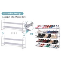 Aooda 2 Tier Long Shoe Rack For Closet Stackable Wide Low 18-Pairs Shoe Shelf Storage Organizer For Floor,Bedroom (Grey)