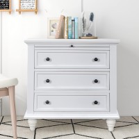 Modern 3-Drawer Bedroom Nightstand Storage Cabinet Bedside Table End Table With Pull Out Tray Wooden Side Table Dresser For Bedroom Hallway Living Room (White-5)