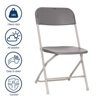 Hercules Big And Tall Commercial Folding Chair - Extra Wide 650Lb. Capacity - Durable Plastic - Gray, 4-Pack